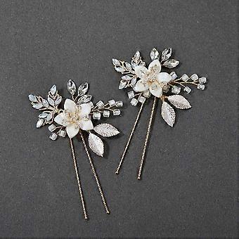 JUSCH Wedding Hair Comb Clip Bridal Crystal Wedding Hair Accessories for Brides and Bridesmaid----Light Gold Pins,WZ-501