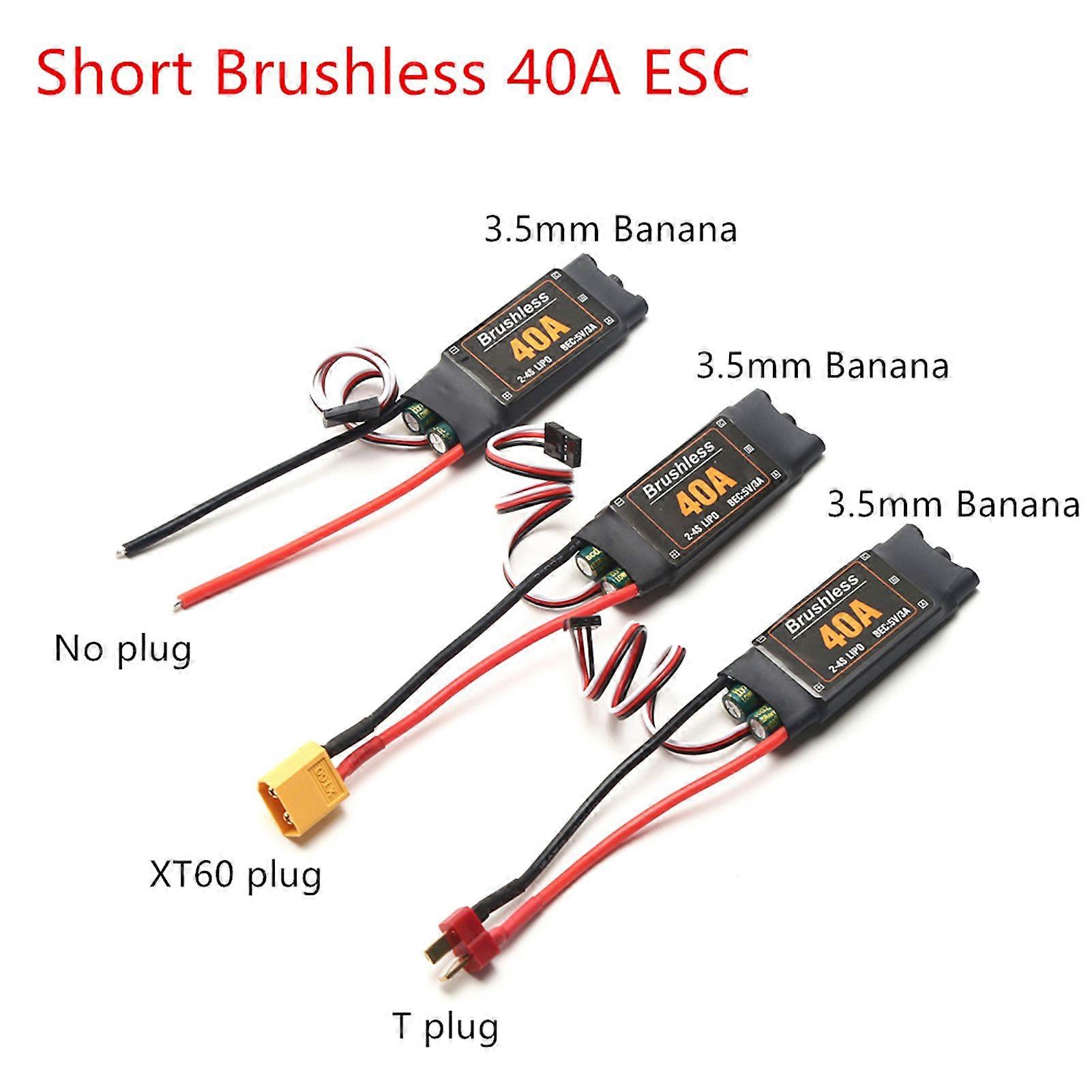 40A Brushless ESC 2-4S Electronic Speed Controller XT60 Plug with 5V 3A BEC 3.5MM Banana Head for Airplane Aircraft Helicopter Boat FPV F450 Mini Quad