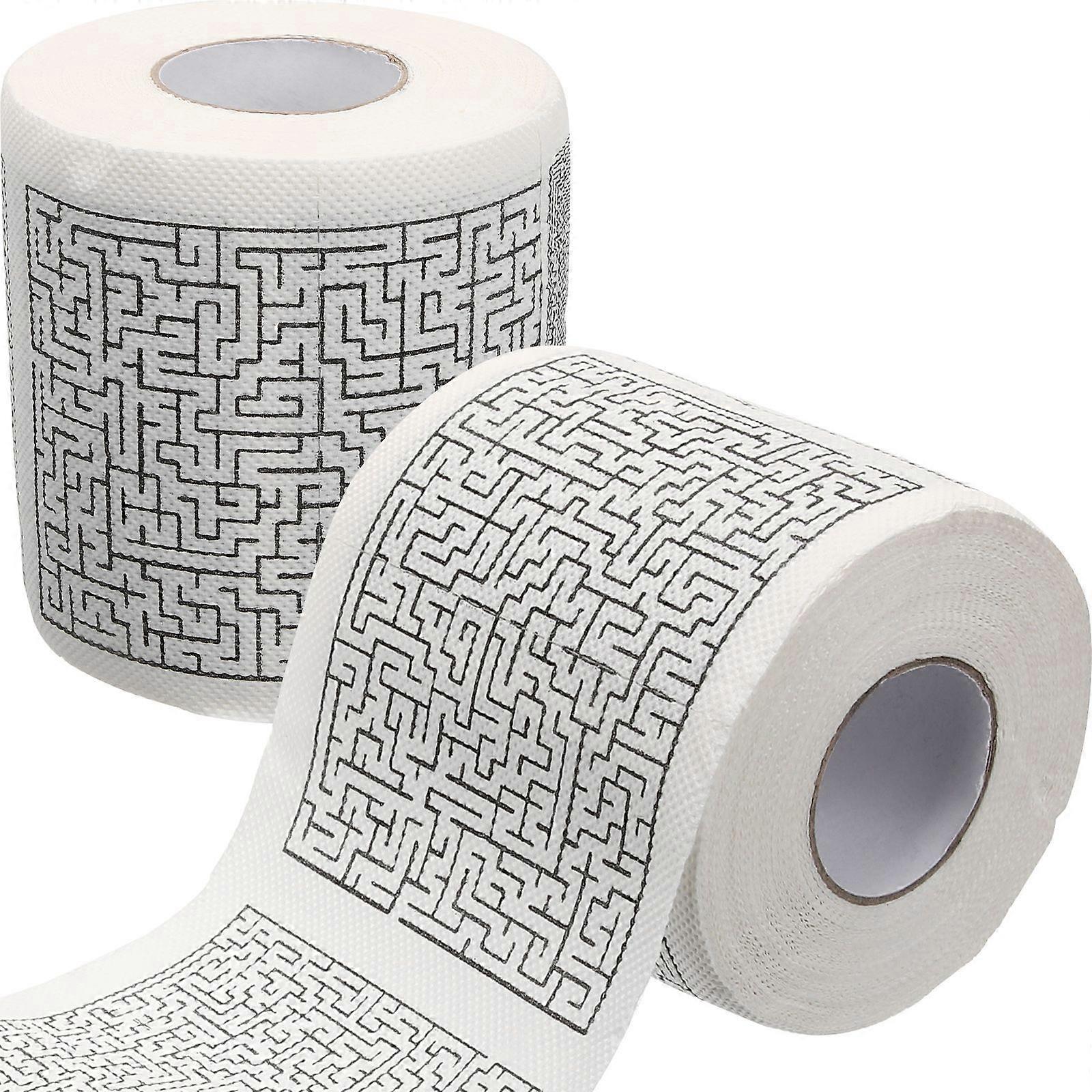 2 Rolls Funny Maze Pattern Toilet Paper Roll Paper Tissue Paper Bathroom Toilet Paper Roll