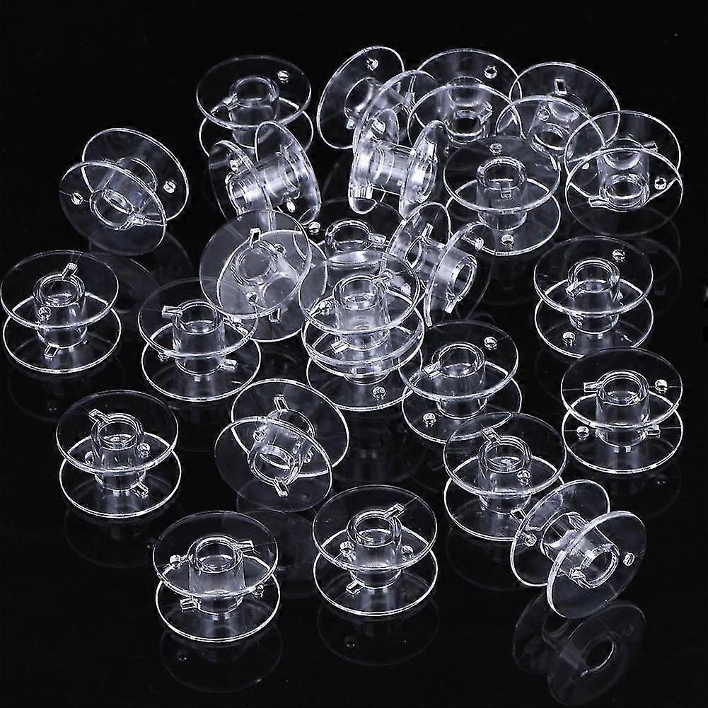 25Pcs Empty Bobbins Sewing Machine Spools Clear Plastic with Case Storage Box for Brother Janome