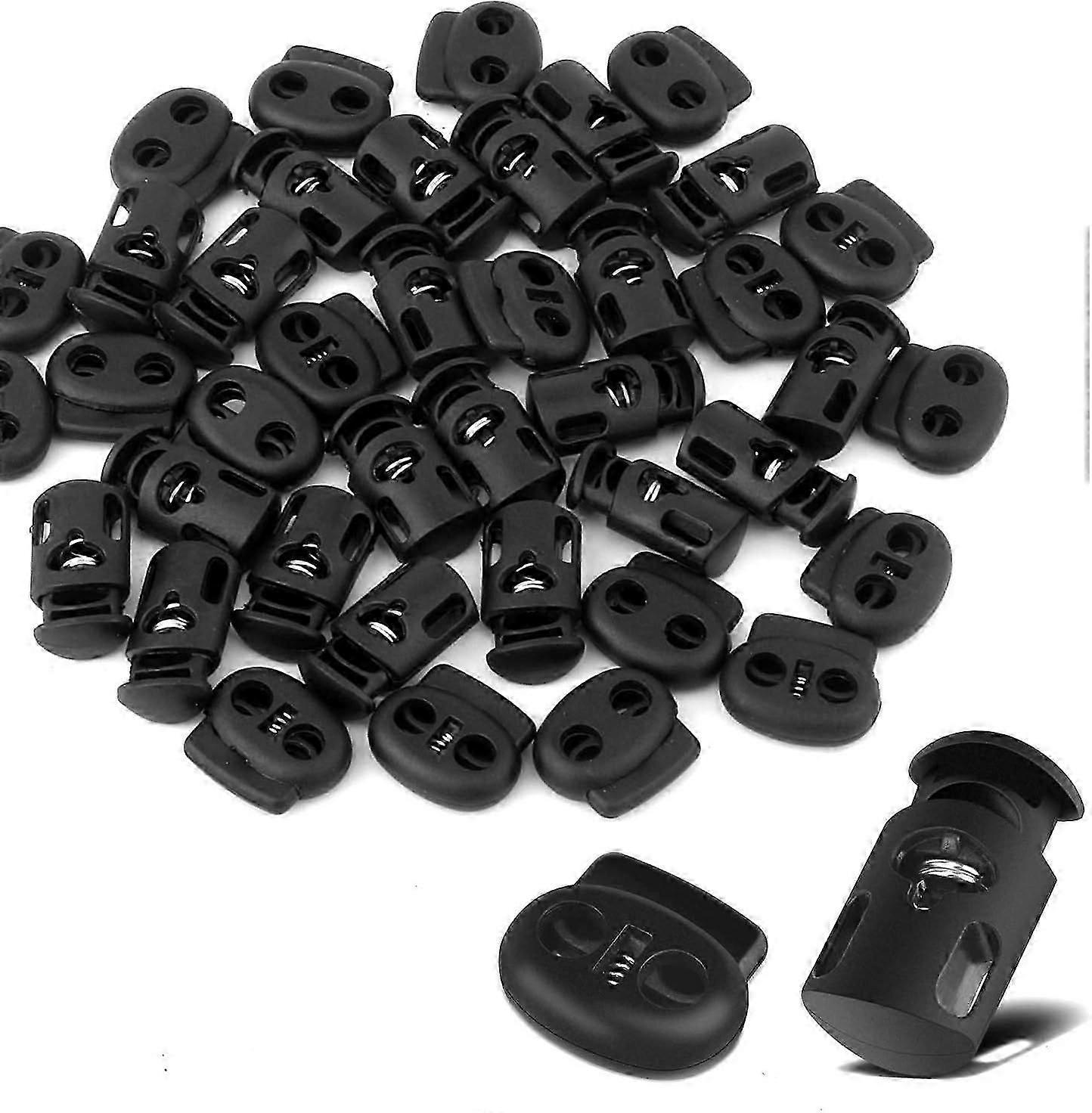 40pcs Plastic Cord Locks End Spring Stopper, Toggle Stopper Clasp, Elastic