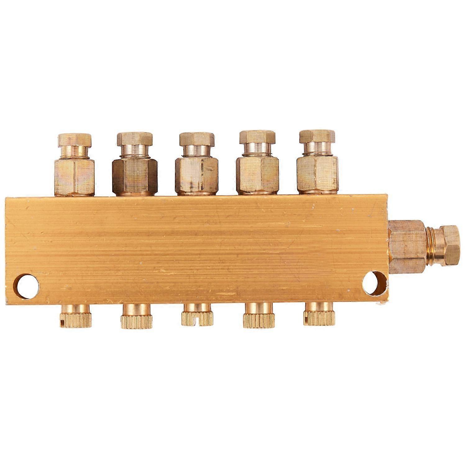 Lubricating Oil Distributor Air Pressure Regulating Distributor Manifold Block 6Mm Inlet 4Mm Out Oil Piston Distributor Gardening (1 Inlet 5 Outlet)