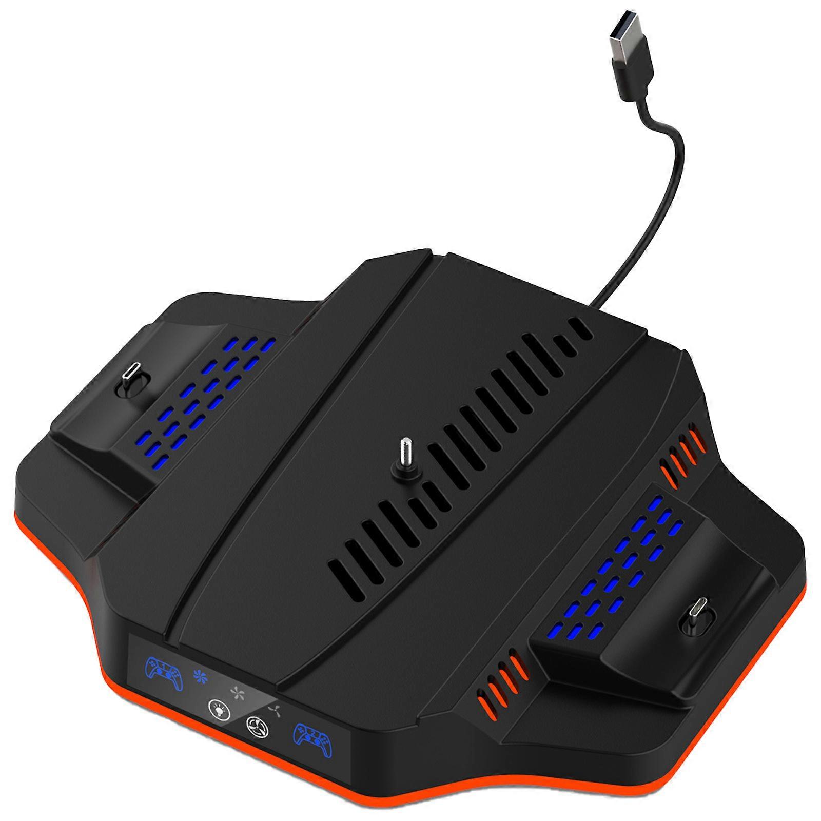 Charging Stand Docking Base Rack Bulid-in Cooling Fan for P5 Slim Allows Two Controllers for P5 Charging Simultaneously Black