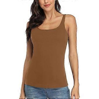 Charmleaks Women's Tank Top With Shelf Bra Adjustable Wider Strap Camisole Basic Cami Tanks 2XL brown