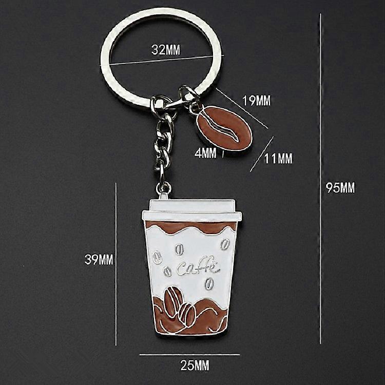 2 PCS Coffee Cup Keychain Creative Metal Pendant Small Gift Coffee Cup Shape