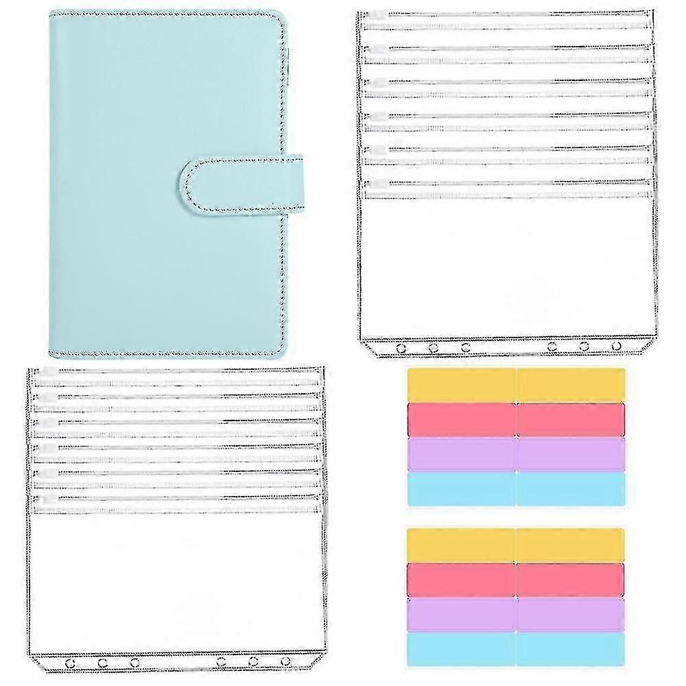 12pcs Of Transparent Plastic A6 Ring Binder Envelope Pu Leather 6 Ring Binder,waterproof Cash Budge