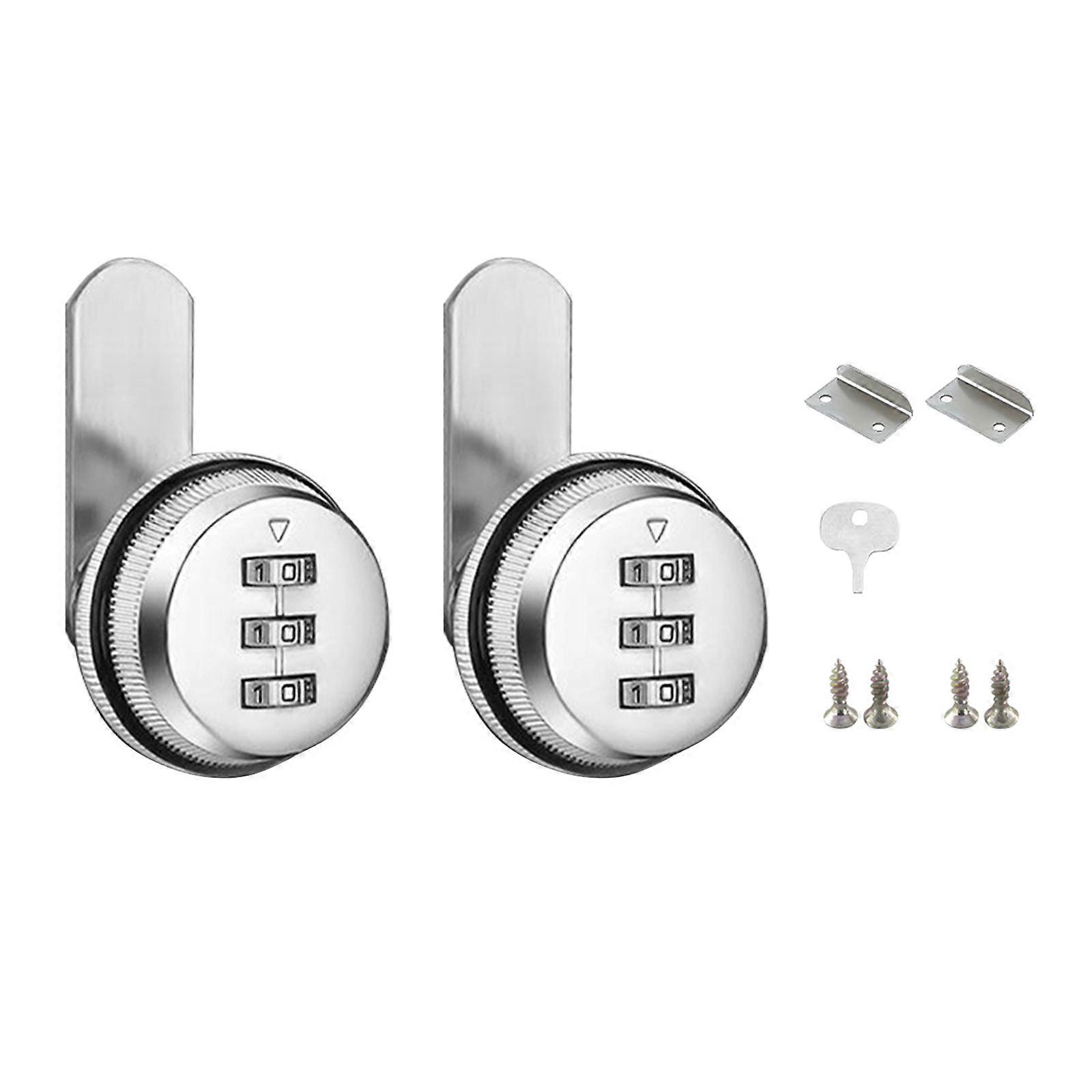 Pack of 2 Multipurpose 3 Digit Combination Cams Lock for Mailbox and Cabinet Drawer Use Sturdy Zinc Alloy Designs Silver