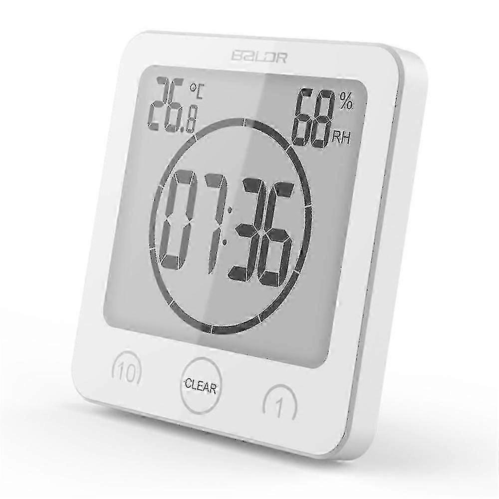 Badrum klocka, dusch timer larm digitala klockor, badrum Vattentäta köks timer klockor med termometer Hygrometer för dusch matlagning makeup