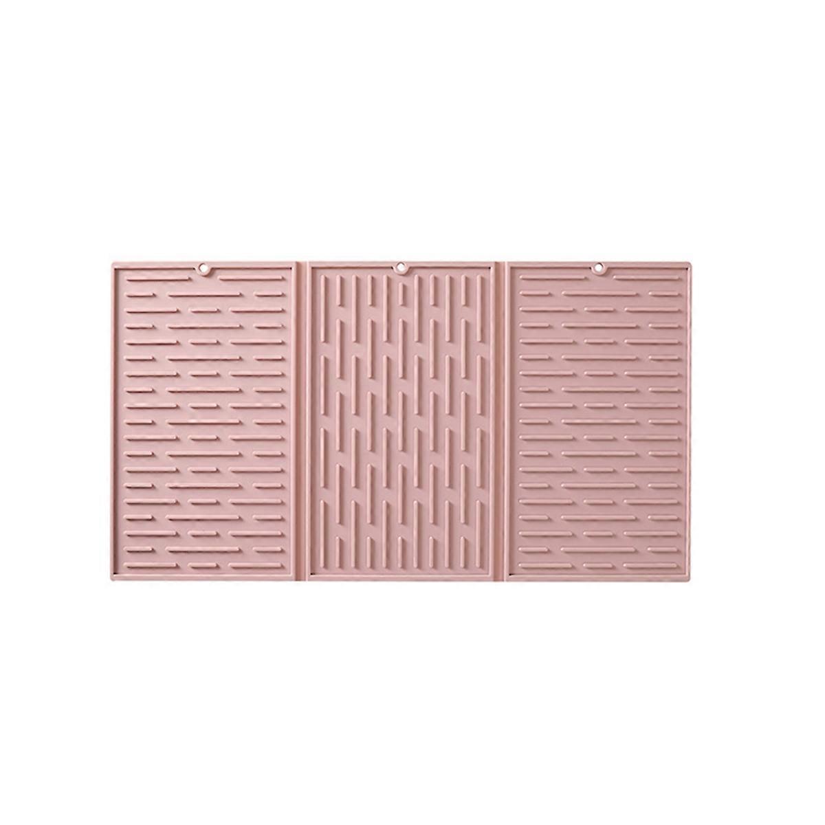 Rose Tapis de séchage de vaisselle pliable à trois volets