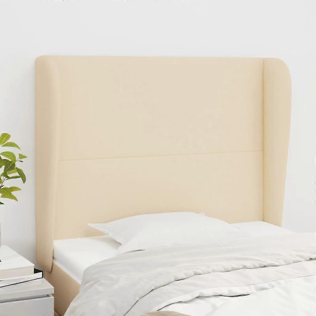 Headboard with Ears Cream 83x23x118/128 cm Fabric