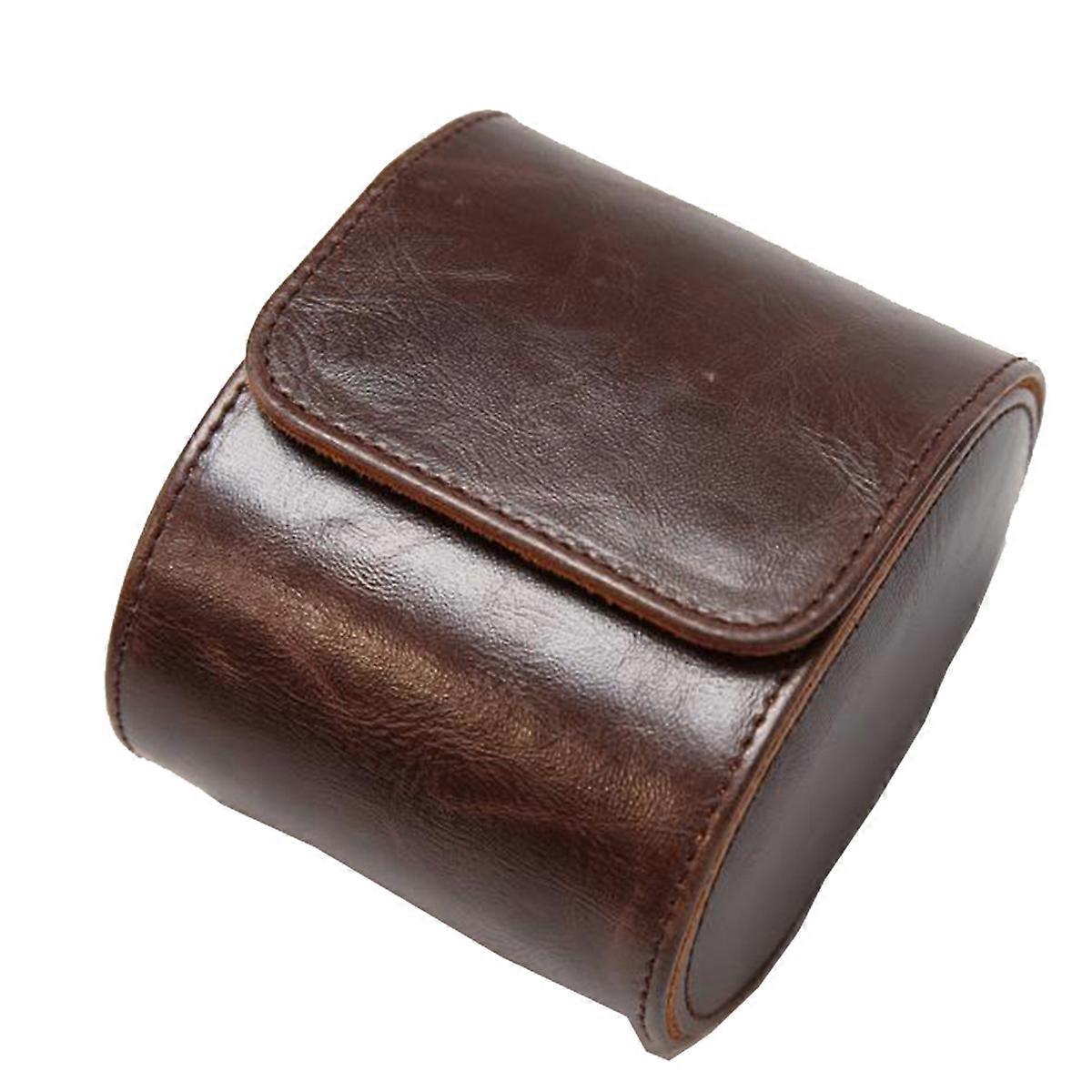 Portable Vintage Leather Watch Display Case Watch Storage Box Brown S