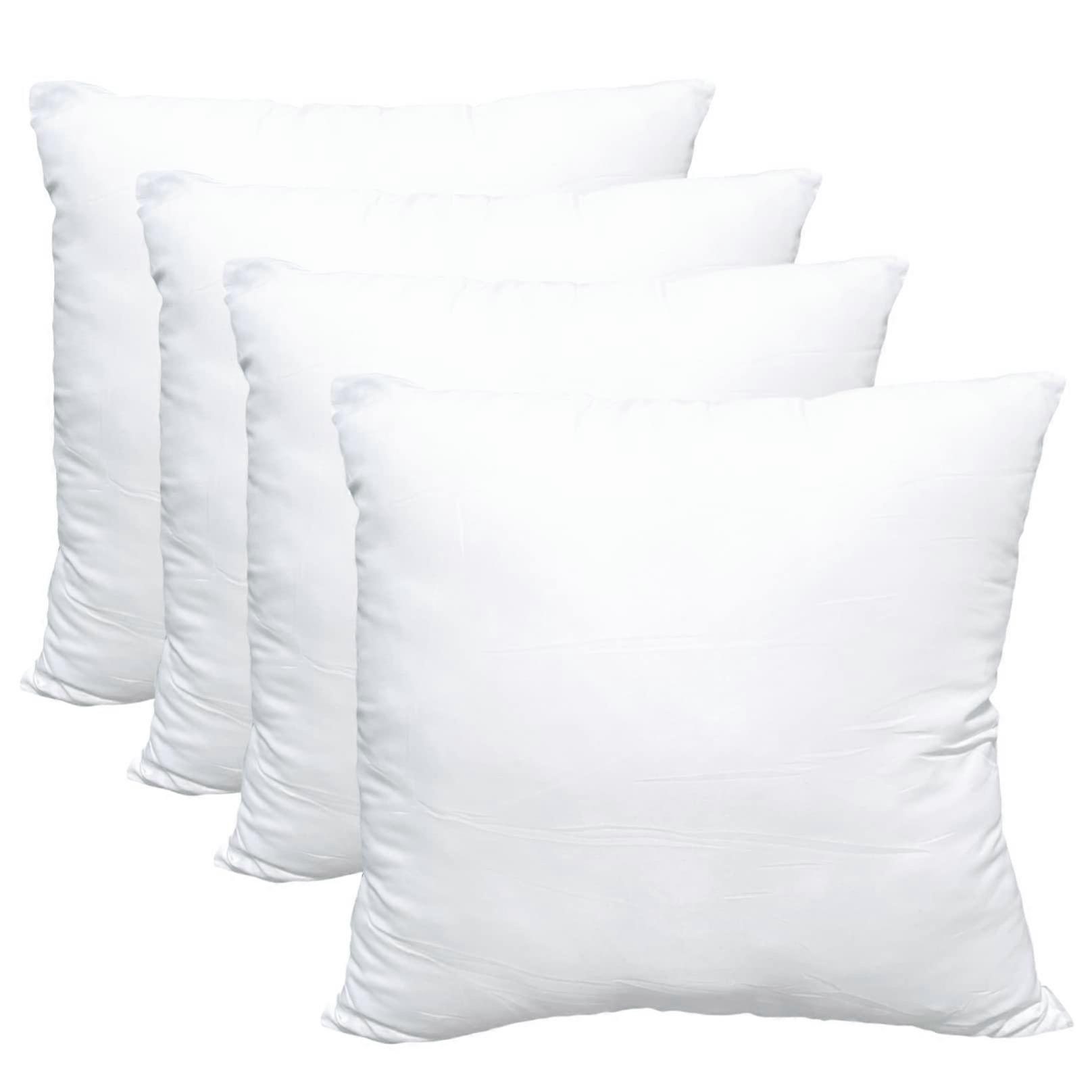 4 Pack Pillow Inserts Luxury Hypoallergenic Ultra Soft White Polyester Microfiber for Couch Cushion 20 x 20 Inches