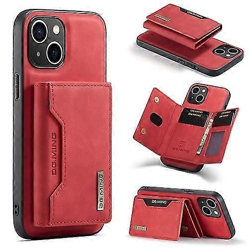 Dg.ming M2 Series 3-fold Card Bag Wallet Leather Phone Case for iPhone 15