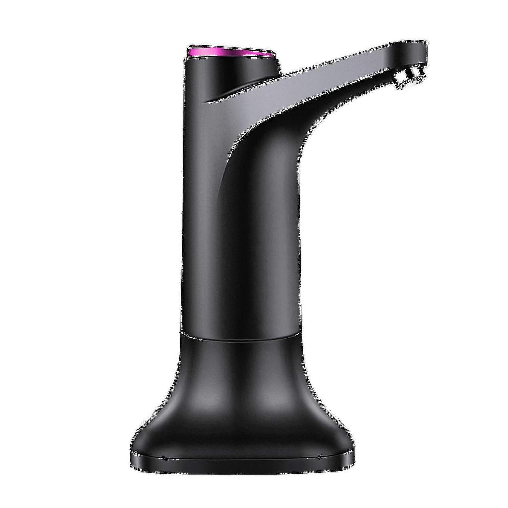 bærbar automatisk elektrisk vandflaskepumpe med base og USB - sort (spandflaskedispenser)
