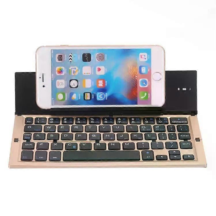 Foldable Bluetooth Keyboard-Ultra-thin,Built-in Holder,Supports Android/iOS/Windows Gold