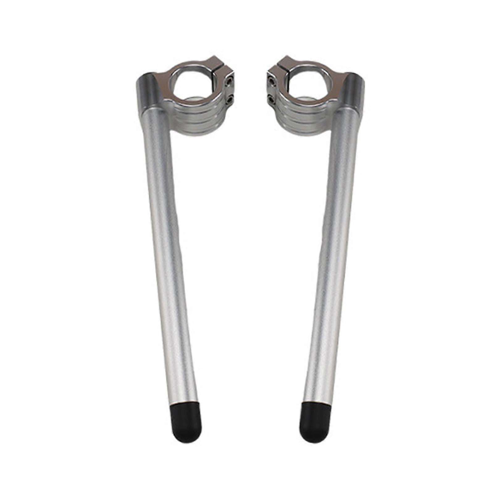 Pair Aluminum Motorcycle Clip On Handlebars with Adjustable Designs High Precisions Handlebars for High Speed Stability Silver