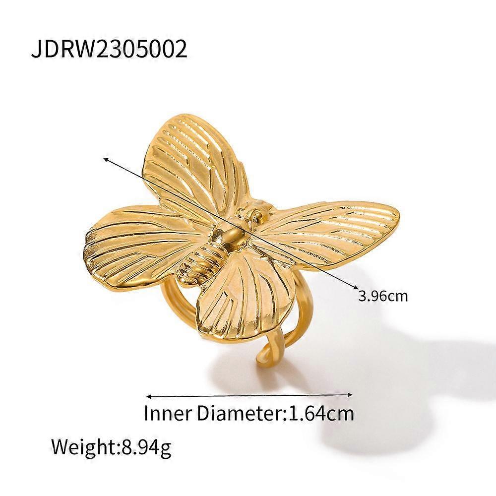 Damesring Roestvrij Stalen Open Loop Butterfly Plated Series Ring