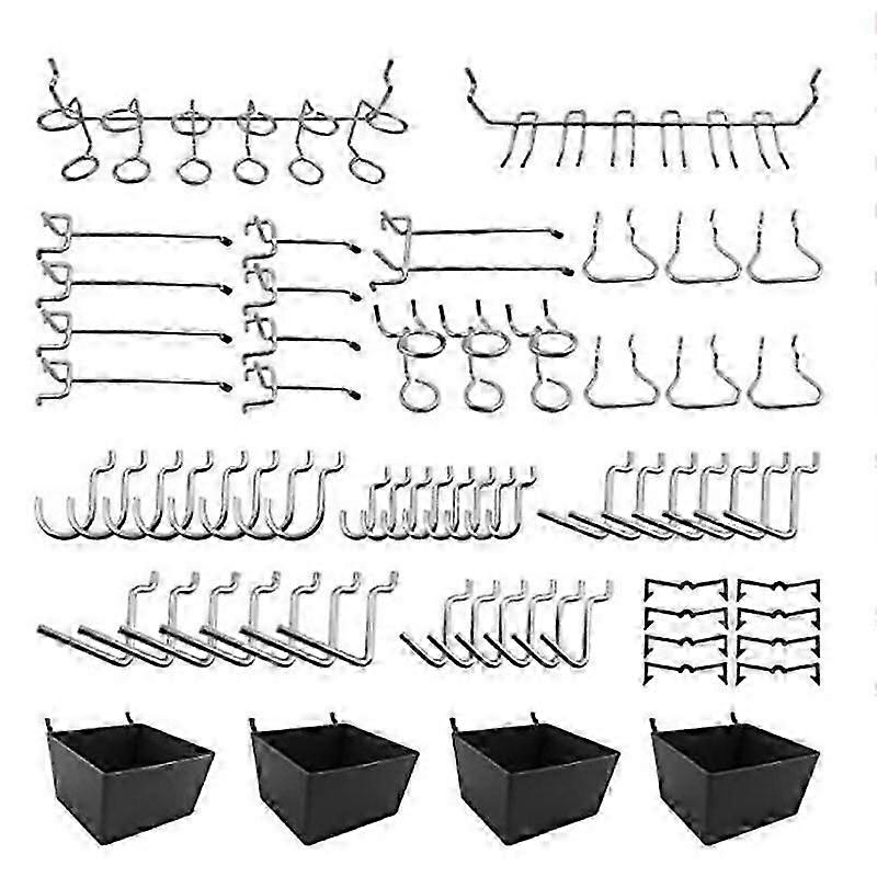 81Pcs Pegboard Hooks Assortment With Pegboard Bins Peg Locks Tools Organizers