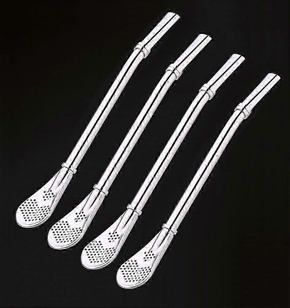 4 Stirring Spoons Drinking Straws with Filtering Holes