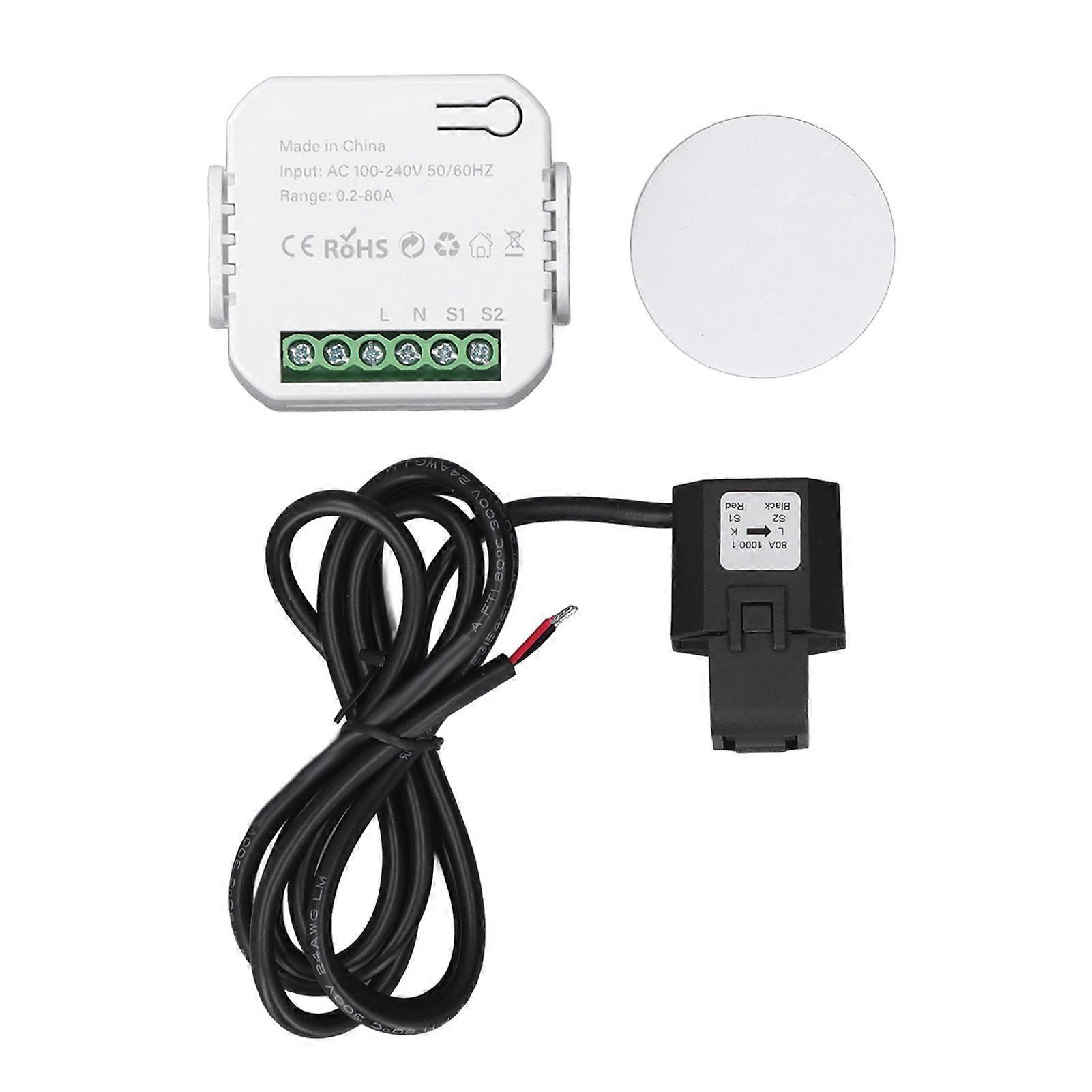 Monitor WiFi Single Phase Smart Energy Meter 0.2‑80A with Current Sensor Remote Control for ZigBee 100‑240V