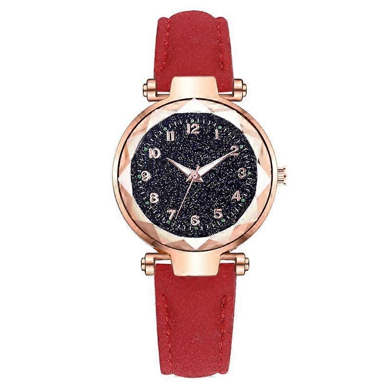 Stylish Starry Women's Watch Fashion Leather Strap Digital Quartz Watch for Women