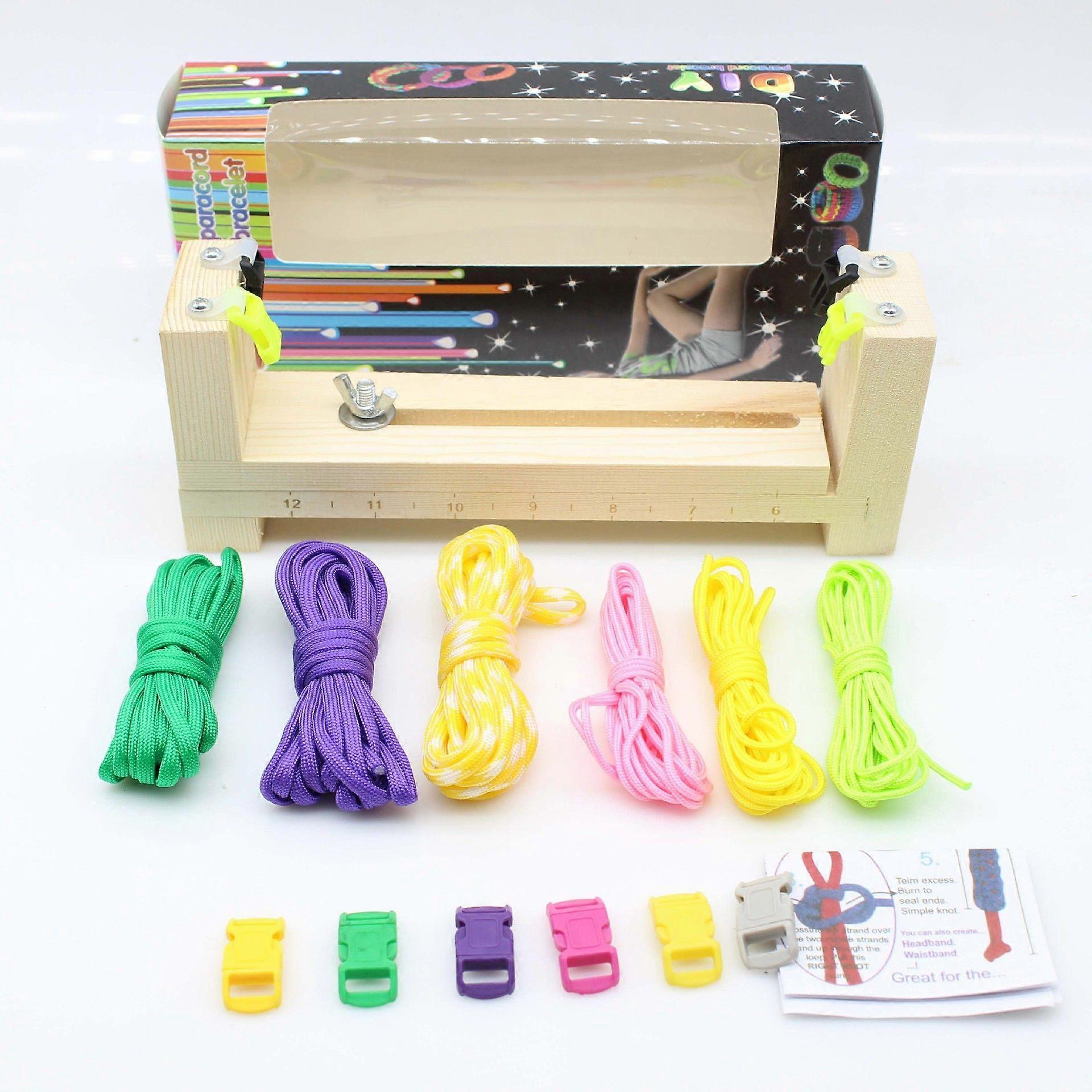 Bracelet Maker Set-10 Side Release Plastic Buckles and 10 Parachute Cords, Bracelet Maker, Paracord Braiding Solid Wood Knitting Weaving DIY Hand Brai