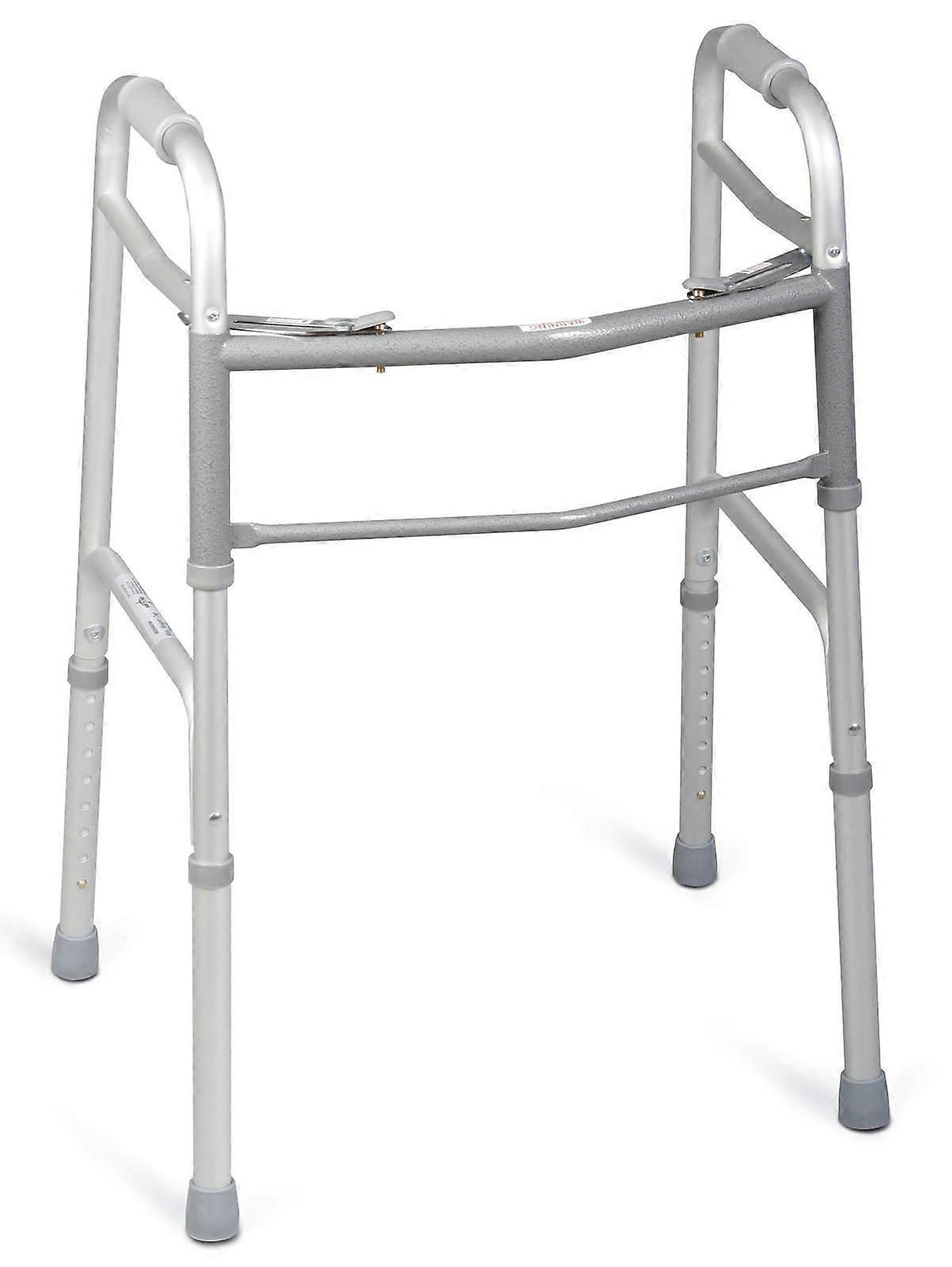 TwoButton Folding Walkers Without Wheels, 300 lb. Weight Capacity Robust Mobility Adjustable Aid for Elderly and Disabled Individuals 1 Count