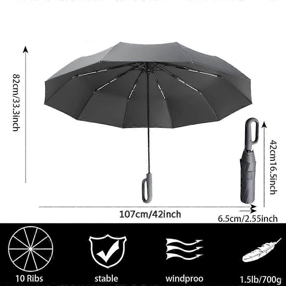 Pocket umbrella fully automatic foldable diameter 107cm gray lightweight compact design