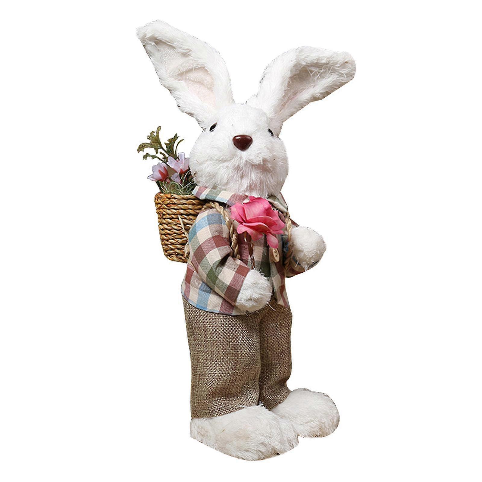 Standing Rabbit Statue Easter Bunny Figurine Easter Decor Woven Sculpture for