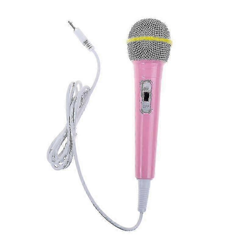 Pink Wired Microphone Karaoke Singing Device for Musical Instruments