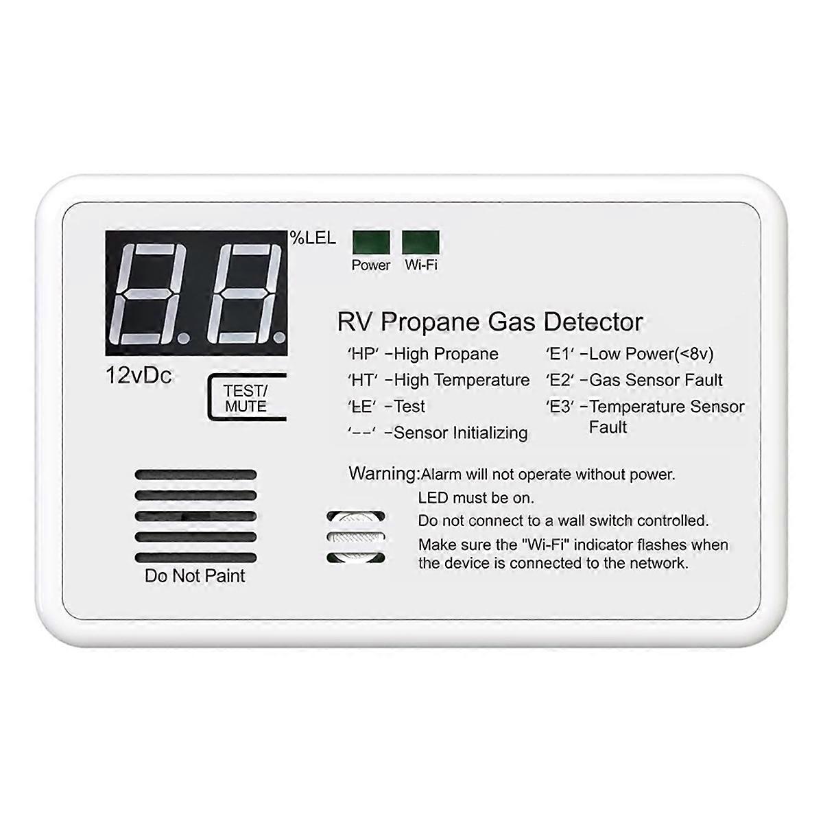 Propane Gas Detector,Digital RV Propane Gas Detector, Using DC 12V, 85dB Loud Alarm, Suitable for Ho