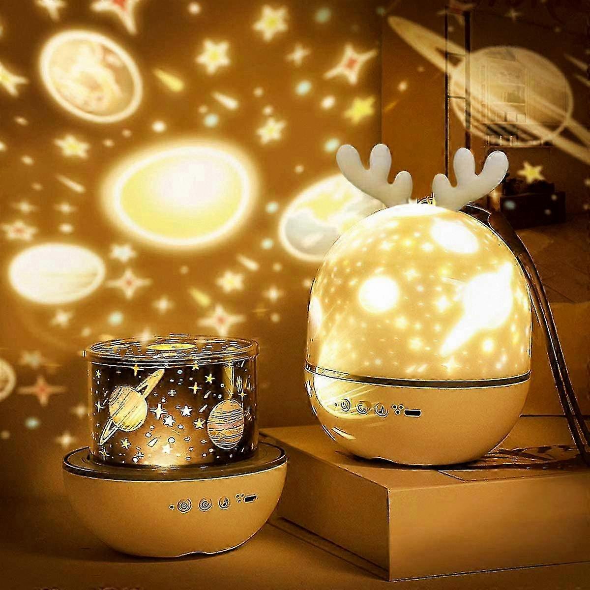 Child Night Light Projector, LED Musical Lamp for Kids, 360-Degree Rotating Light with 8 Songs and 6 Projection Options