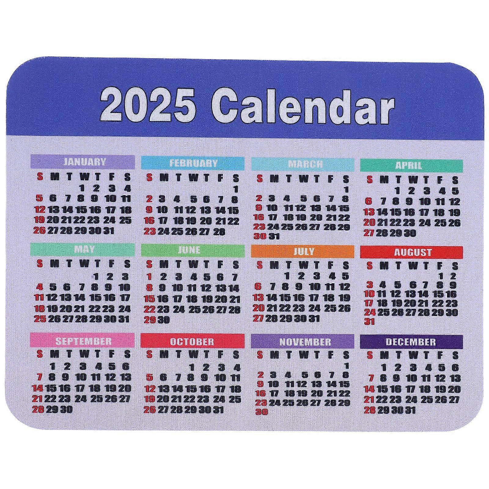 Calendar Rectangular Mouse Pad 2025 Office Computer Mouse Pad Non Slip Rubber Desktop Gaming Mouse Pad Black