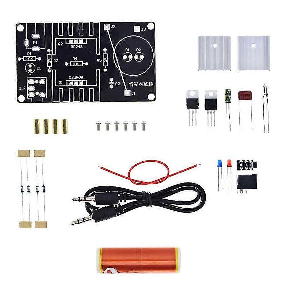 DIY Plasma Speaker Wireless Transmission Kit 15W Mini Tesla Coil Music Model DC 15-24V 1 Set