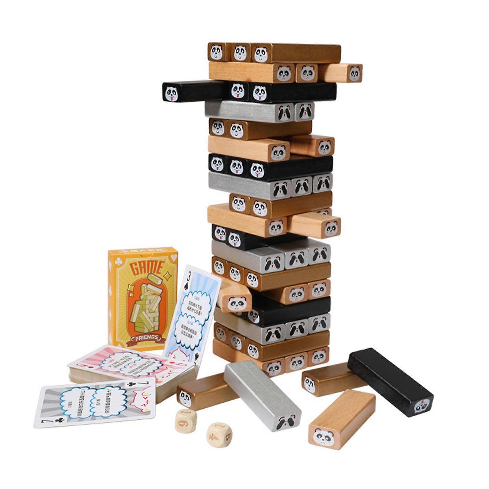 Wooden Stacking Tower Toy Hand Ability Training Block Toy Tumbling Towel Parent-Child Interaction Table Game Kids Gift Multicolor