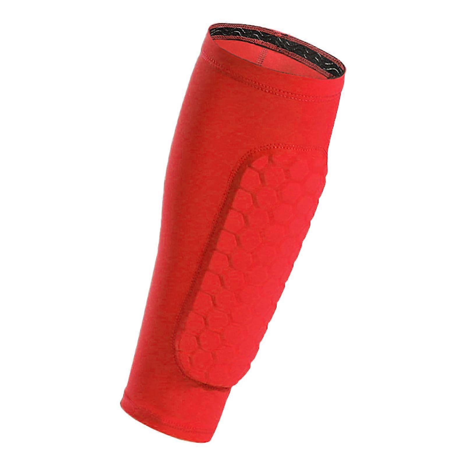 Shin guards, padded calf protection sleeve, shin protection, shin guards for men and women in red.