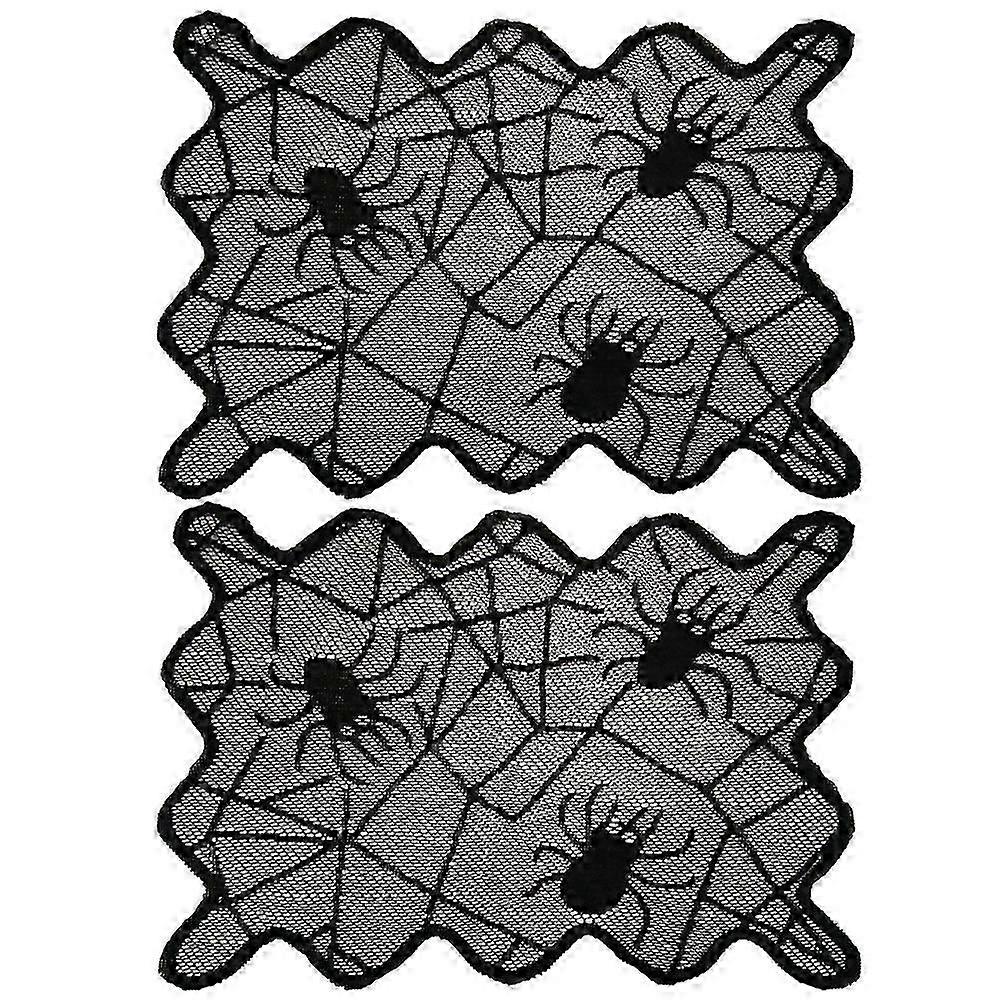 2Pcs Halloween Set de table Dcor Dlicat Toile Daraigne vider Dentelle Coussin Dcoratif Fte Table Mat