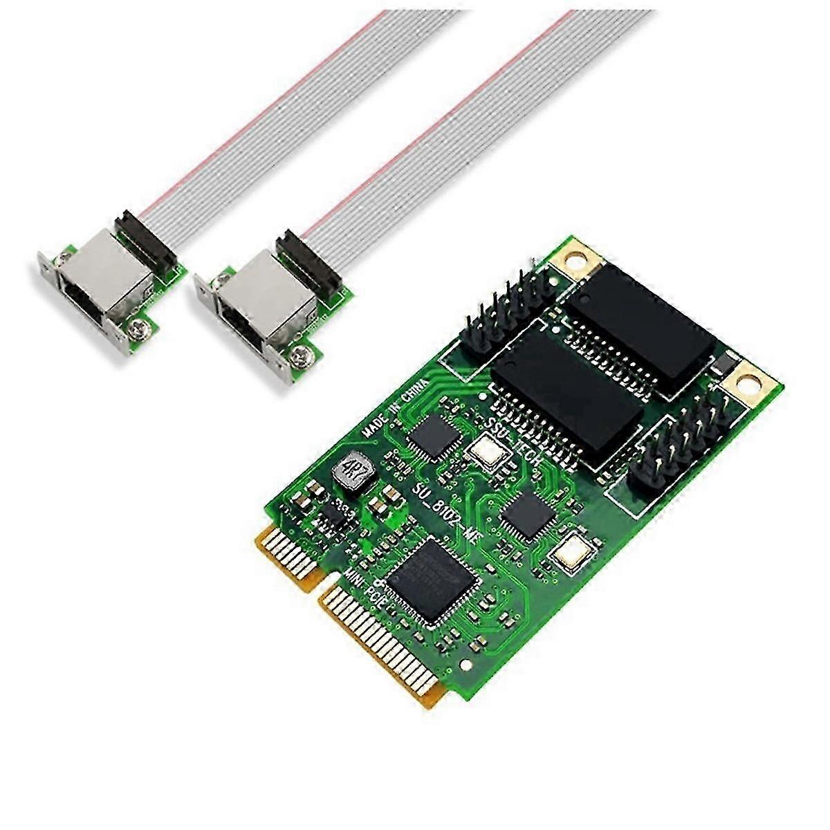 Mini PCI-E to 2port Network Card 1000Mbps Gigabit Ethernet 10/100/1000M RJ45 LAN Network Adapter fo