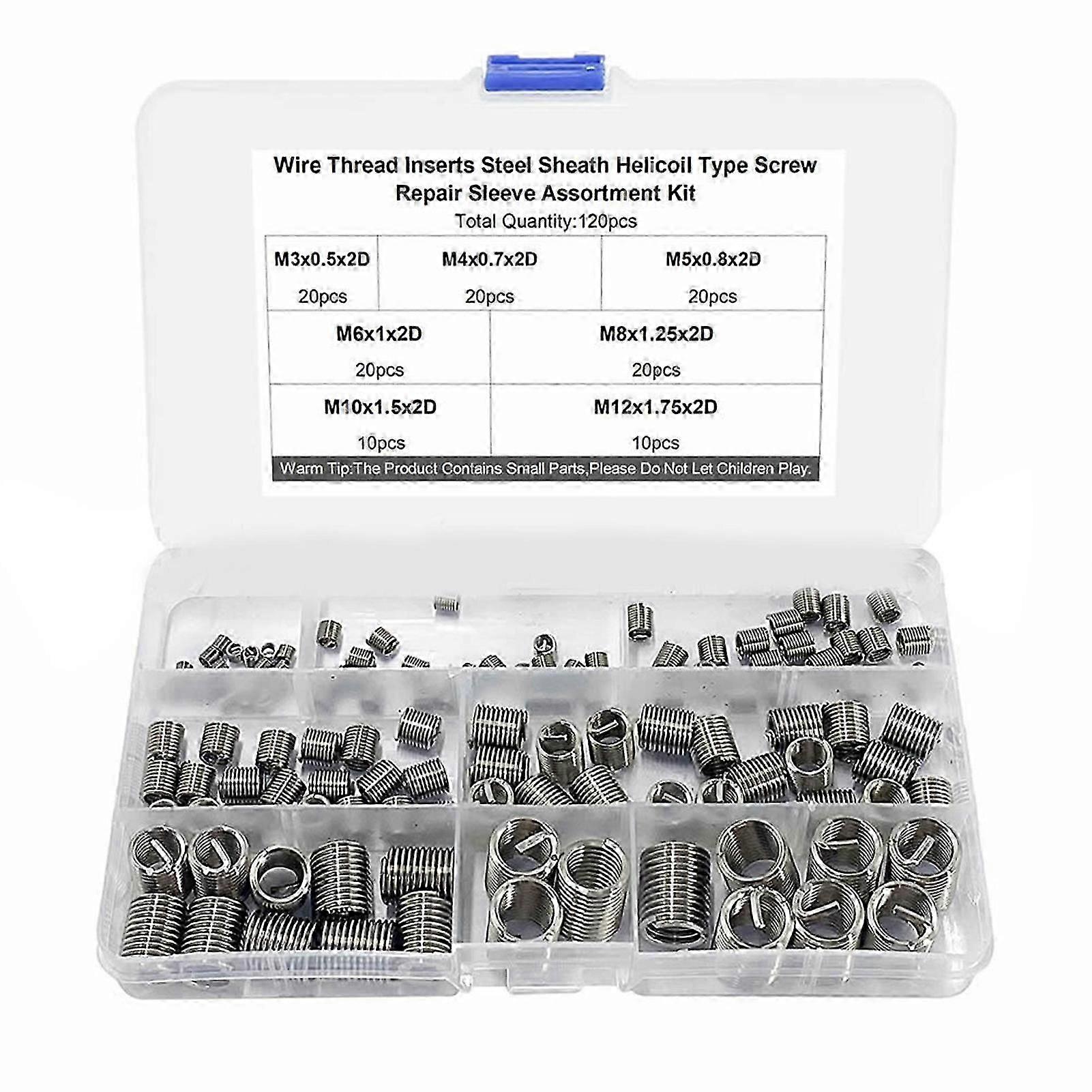 120 Pcs Insert Nut M3 M4 M5 M6 M8 M10 M12 Stainless Steel Shock Impact Resistant Threaded Insert Set YEMAA