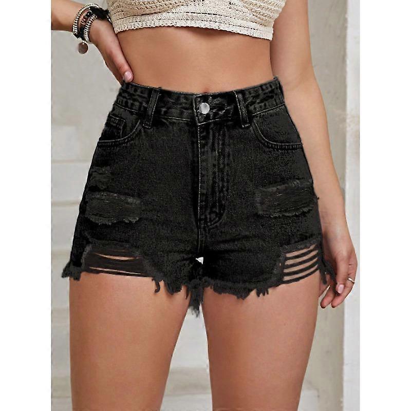 Women's Ripped Short Fringed Jeans