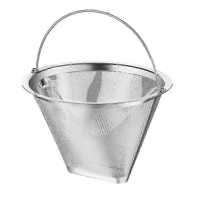 Filtro de café de cono de acero inoxidable reutilizable con mango - Plata