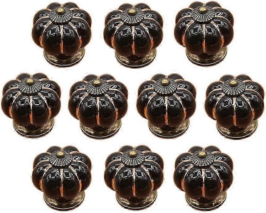 10 x Ceramic Pumpkin Shaped Drawer Knobs for Kitchen Cabinets and Dressers