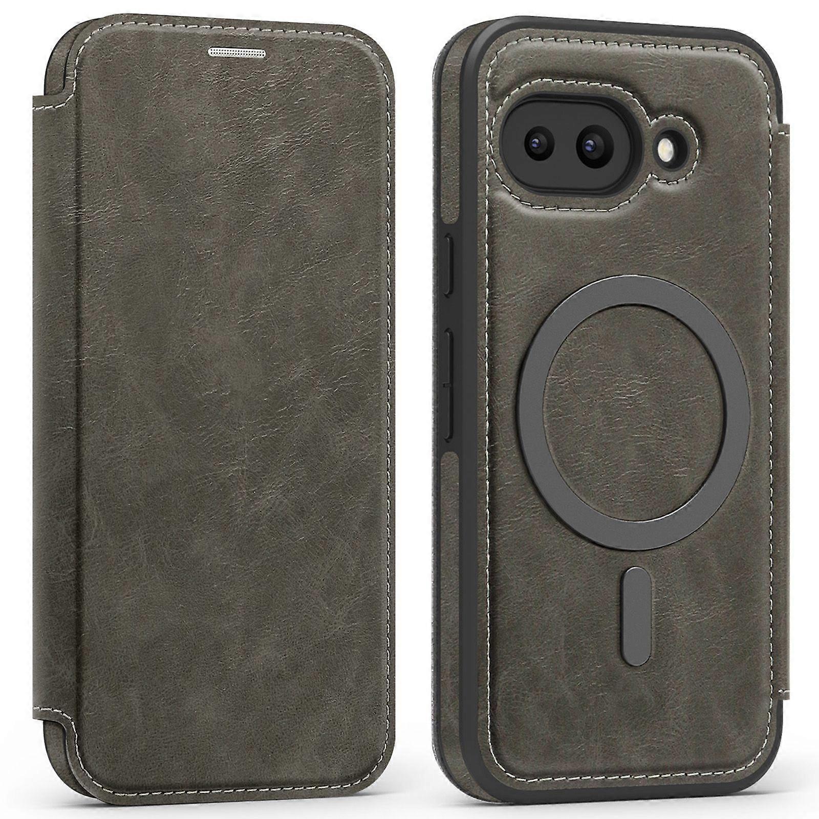 For Google Pixel 9a Case Compatible with MagSafe Card Holder Leather Phone Cover