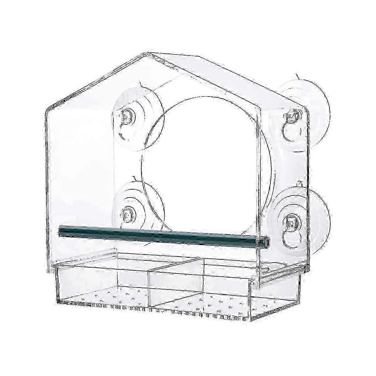 Window Bird Feeders with Strong Suction Cups, Clear for Outside, 2 Compartment Removable Bird House