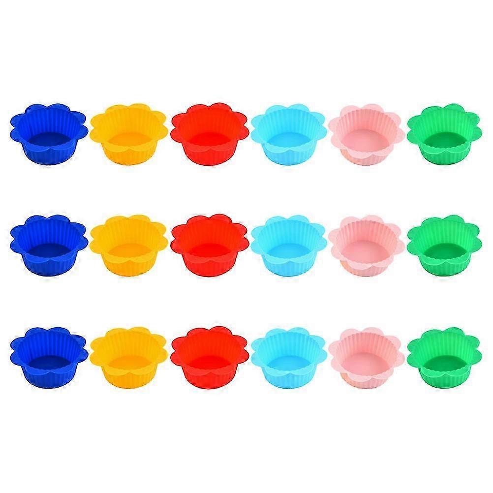 18pcs再利用可能なシリコンカップケーキライナーノンスティックベーキングマフィンカップ8.2X5.3CM