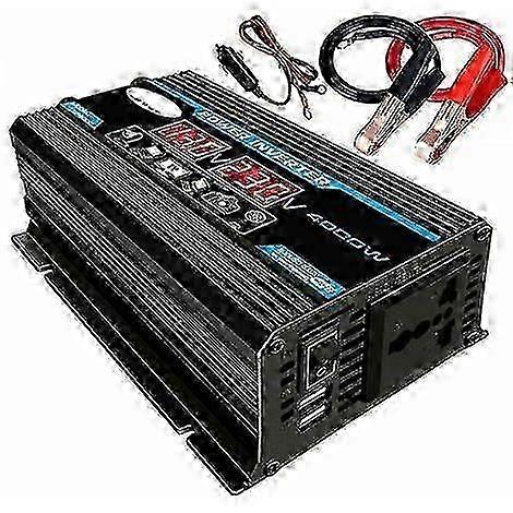 4000W Pure Sine Inverter 12V 220V Sine Wave Inverter Transformer with Wireless Remote Control LED Screen 2 USB Port for Car Camping Travel Edition 061