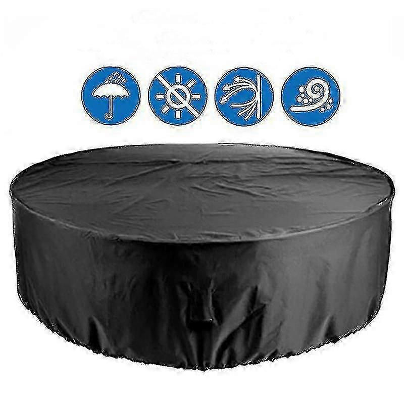 Capa de mesa redonda à prova d'água resistente para móveis de pátio, material de lona resistente, proteção resistente a UV