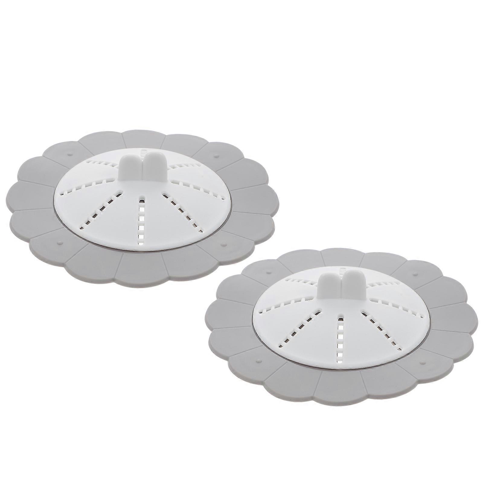 Drain Hair Catcher Floor Drain Covers Odor-Proof Grey Use 13.7X13.7X3.4CM 2Pcs