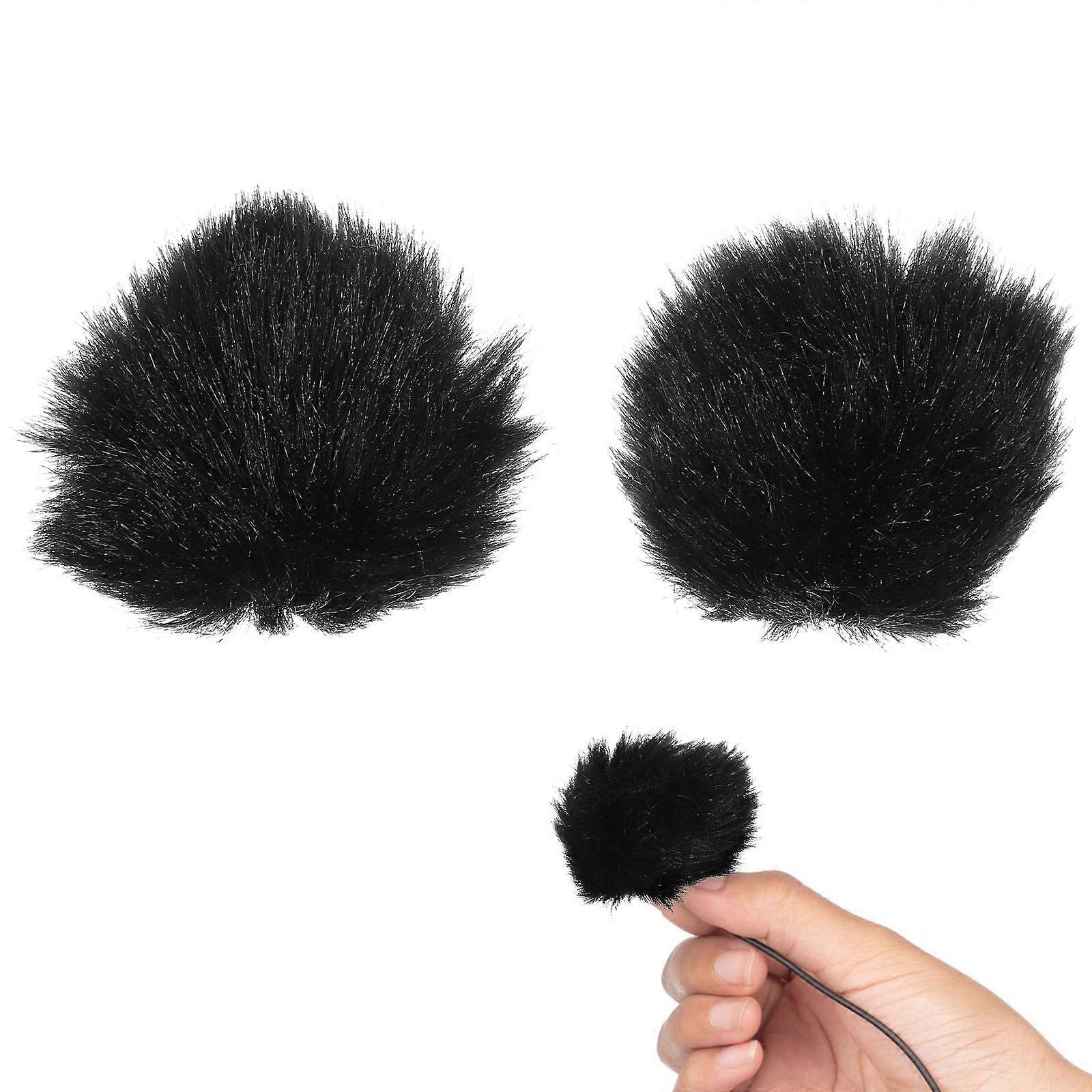 2 Pcs Furry Microphone Windscreen Noise Reduction Mic Wind Covers for Secure Fit and Enhanced Audio in Outdoor Recordings and Interviews