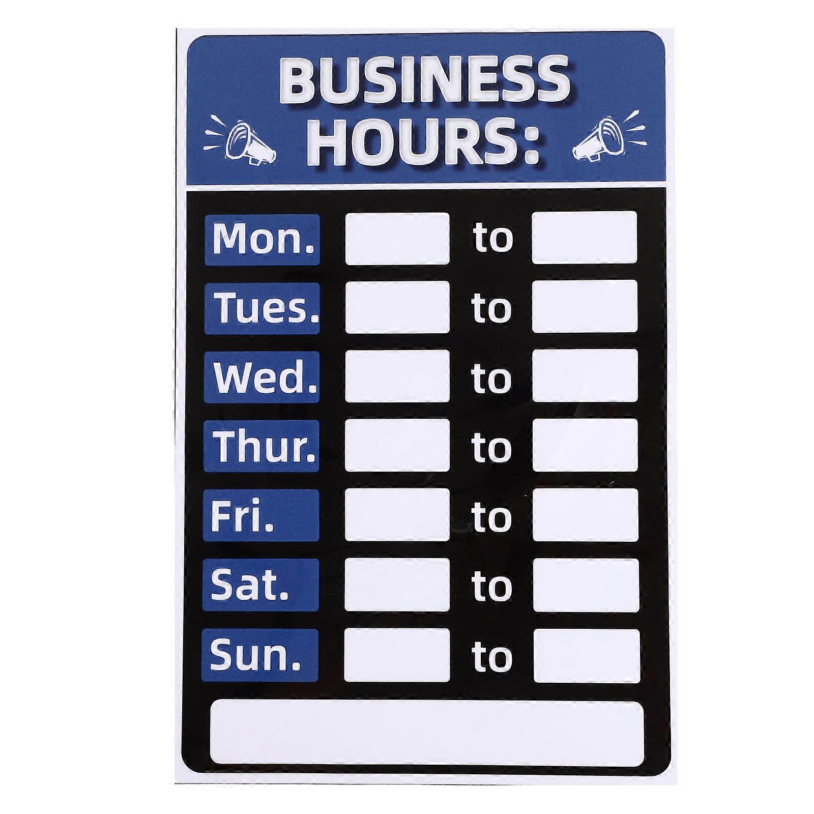 Business Hours Self Adhesive Stickers Rewritable Open Signs Set of 2